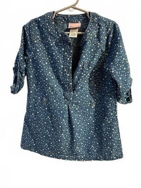 Little Lass Girls Denim Star Print Tunic Top